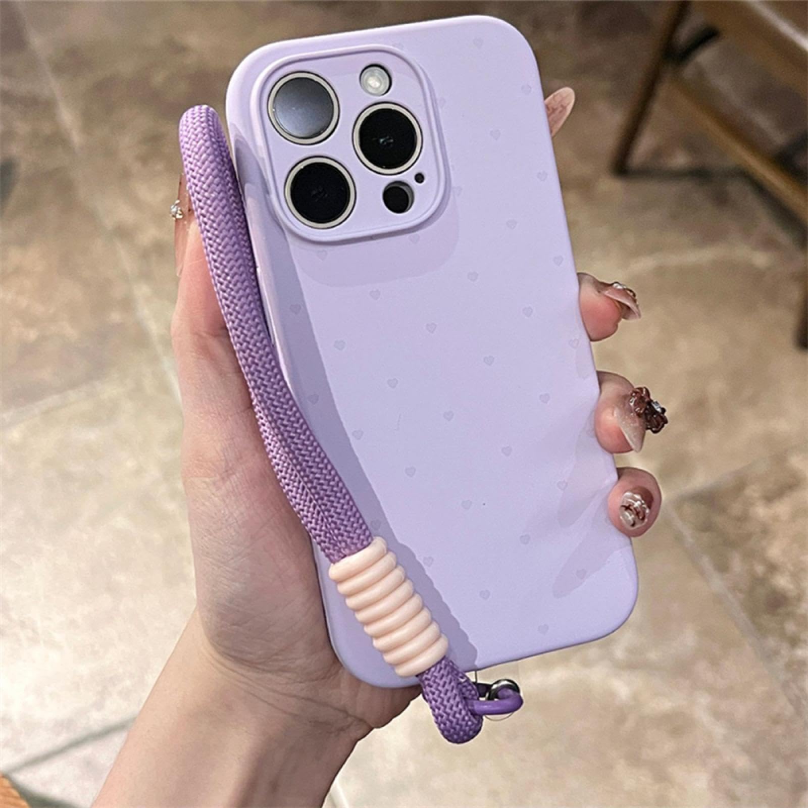 Dragonne silicone souple iPhone 13 Pro violet cordon poignet - 6