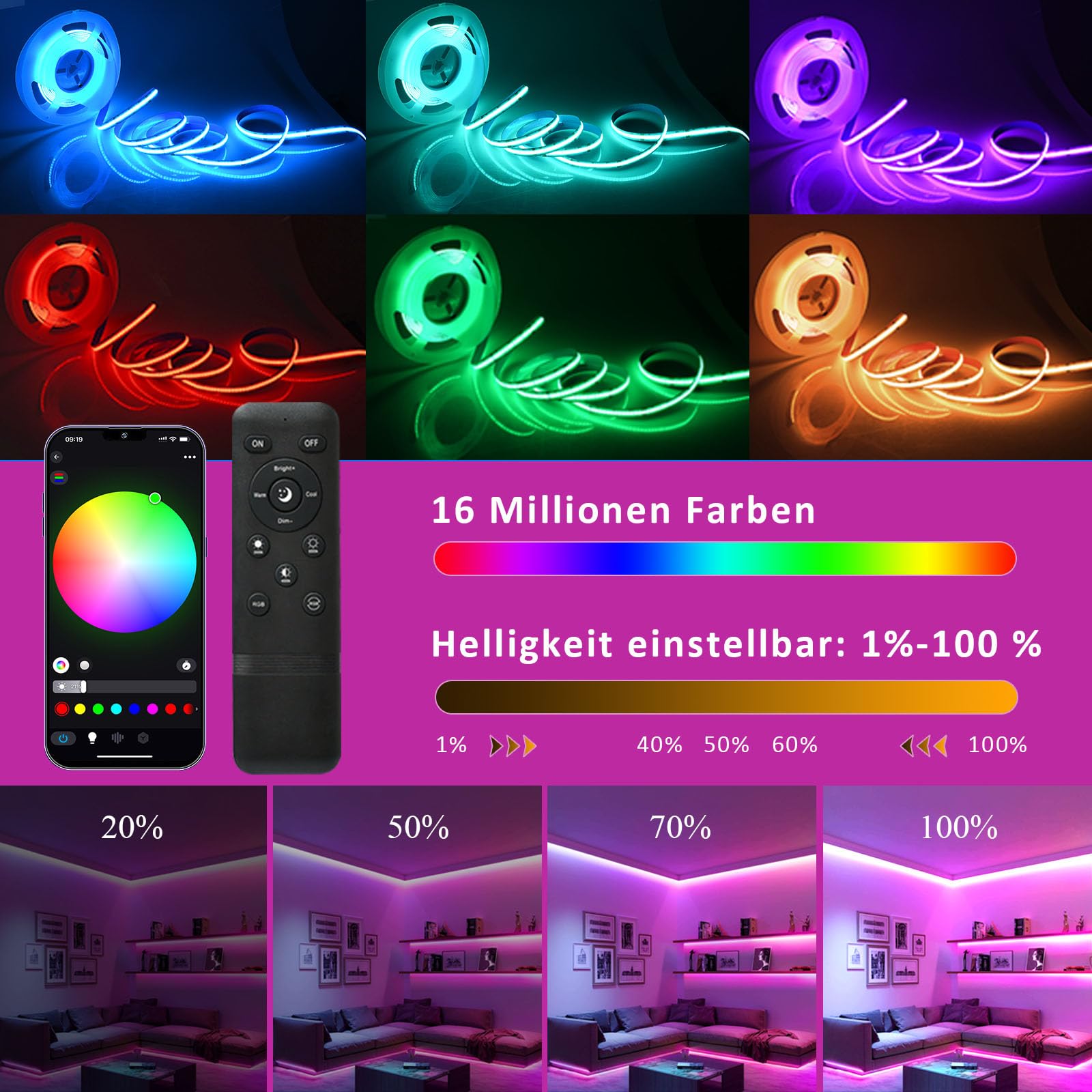 30M Led Streifen,Dimmbar RGB LED Band (30M