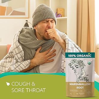 Organic Marshmallow Root Tea (10oz.) - Dried Marshmellow Root Herb (Althaea Officinalis) - Natural Alternative That Helps with Throat Coat, Cough, Gut Lining
