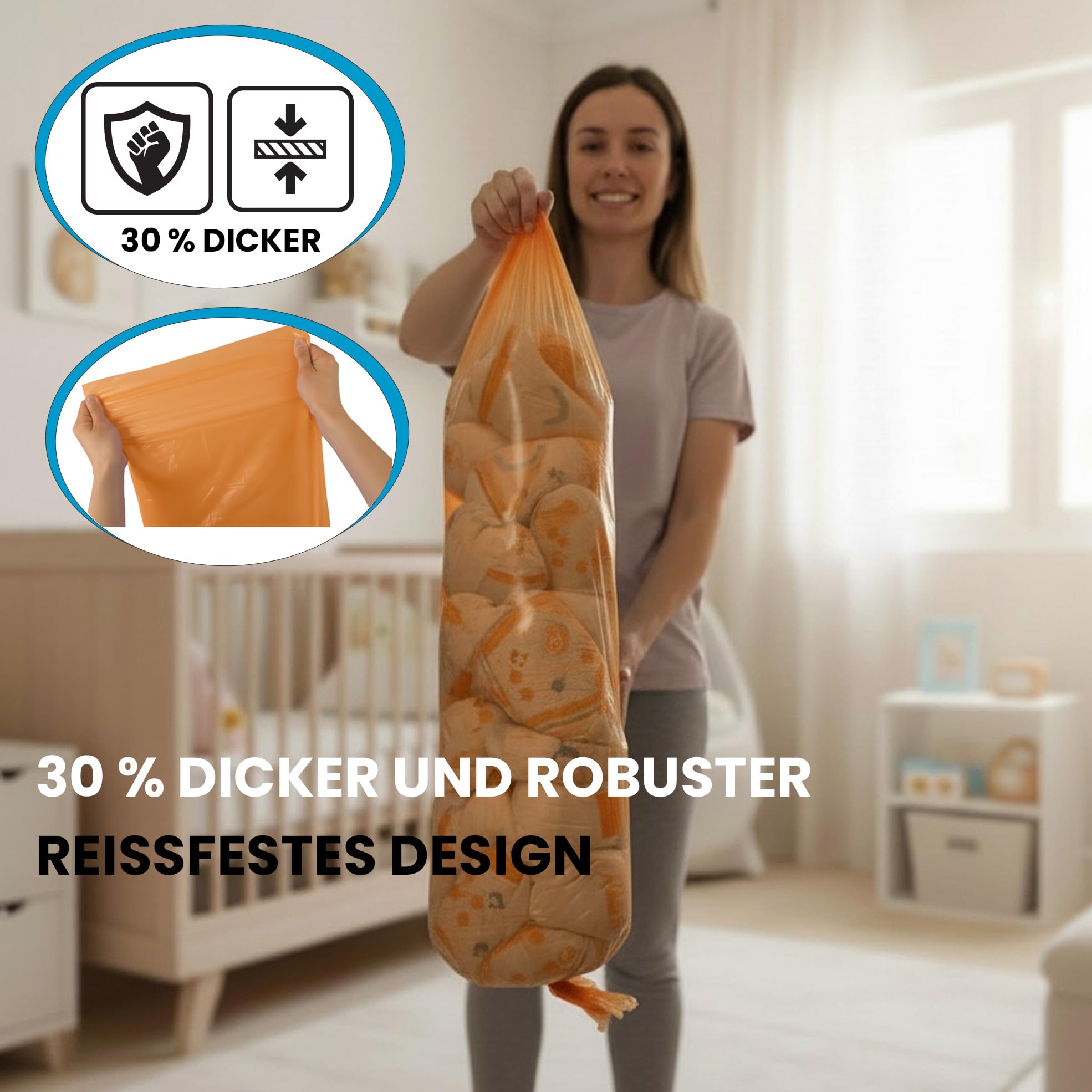 Factory HappyYou® XXL Nachfüllfolie für Windeleimer 12er Pack kompatibel mit Tommee Tippee Twist & Click Sangenic sowie der Mehrheit gängiger Windeleimersysteme 100 Prozent recycelt BPA frei