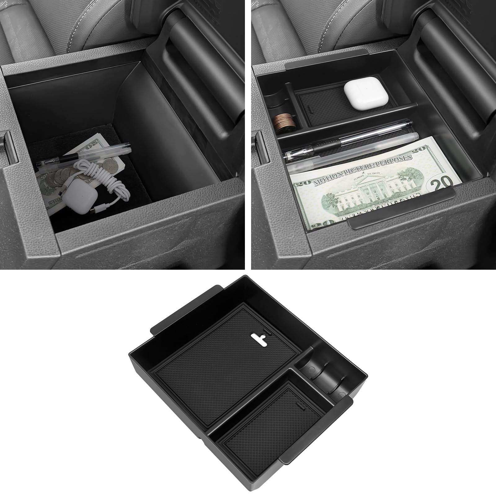 Organizador de consola central Hellet compatible con Toyota 4Runner 2025, caja de almacenamiento de accesorios interiores, bandeja organizadora