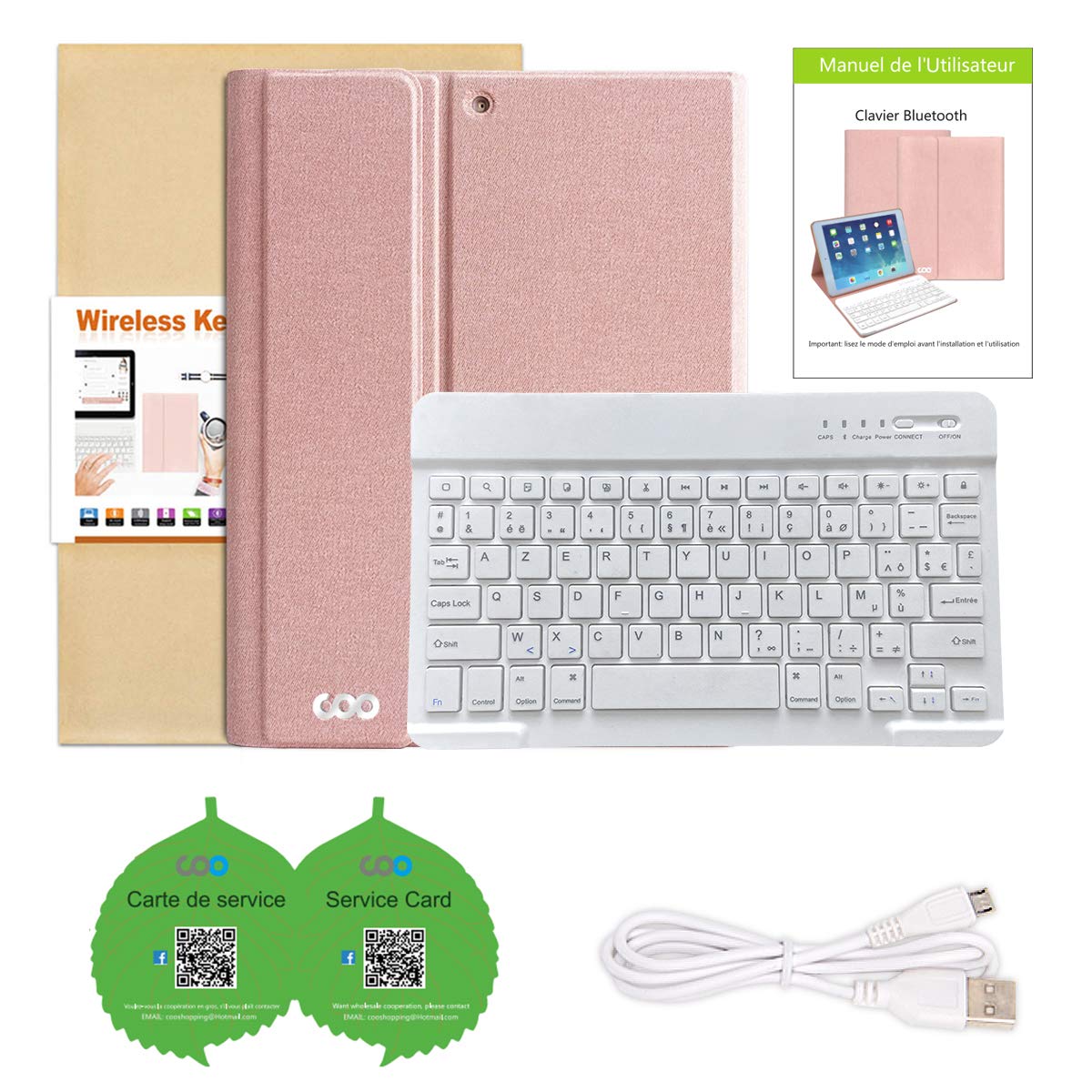 aMZCaSE Clavier Coque pour iPad 9/8/7ème Génération 10.2 inch 2021/2020/2019,Détachable Clavier Bluetooth sans Fil pour iPad 10.5 inch Pro 2017/2019 Air 3, Housse avec Pen Holder AZERTY (Champagne)