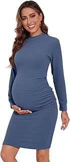 Smallshow Women's Materntiy Dress Long Sleeve Knit Crew Neck Pregnancy Clothes Price In India