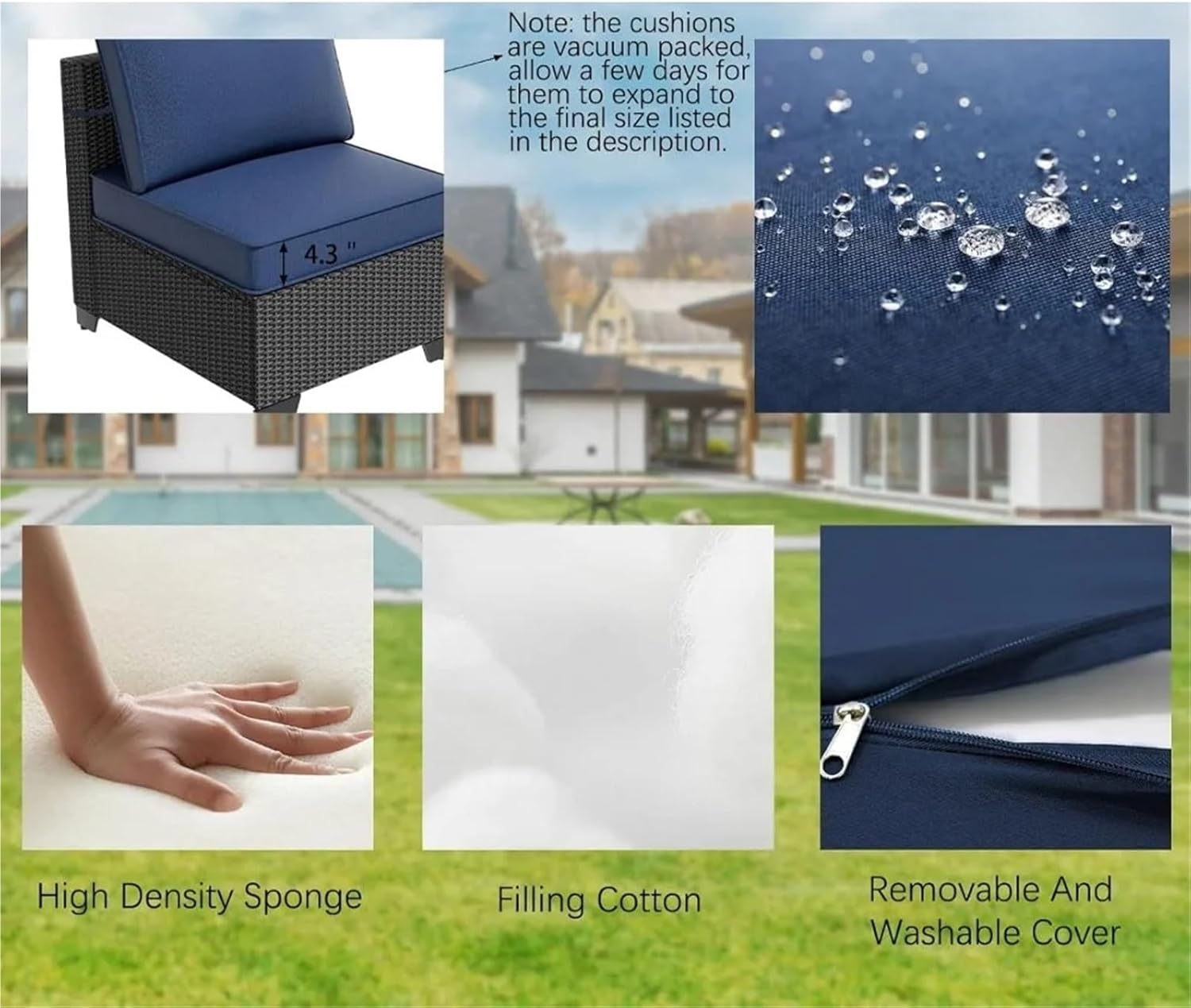 7 Pieces Outdoor Patio Conversation Sets, All-Weather Wicker Outdoor Sectional Sofa, Rattan PE Wicker Seating with Glass Coffee Table(Red)