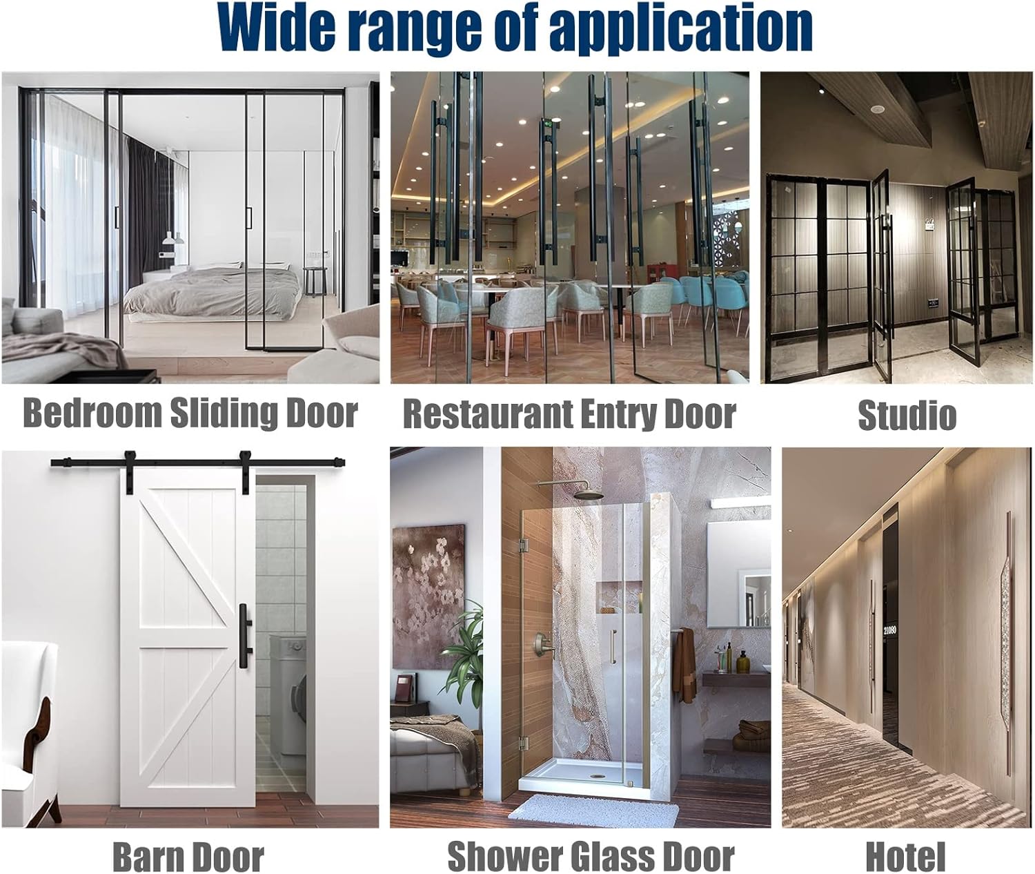 Large Commercial Pull Door Handle Rectangle,Double-Sided Sliding Barn Handle,Handle Parts Replacement Hardware Set,Stainless Steel,80 100 120 150 cm Long