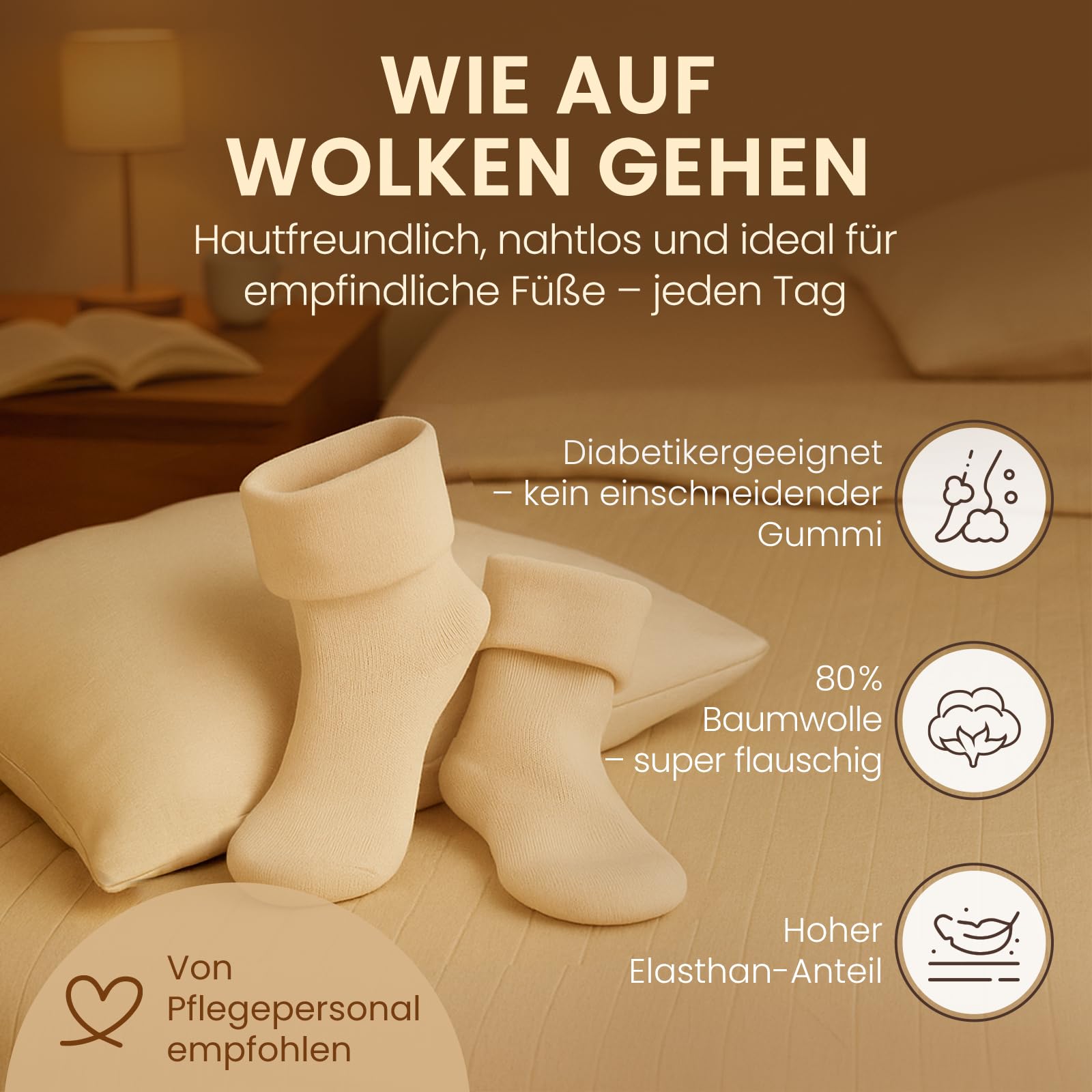 Chaussettes de lit douillettes unisexes - Chaussettes de sommeil moelleuses et sans couture pour homme et femme - Chaussettes de nuit chaudes pour le bien-être et le yoga - Vendues par paire