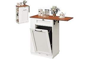 DWVO Freestanding Wooden Trash Can Cabinet for Garbage Storage