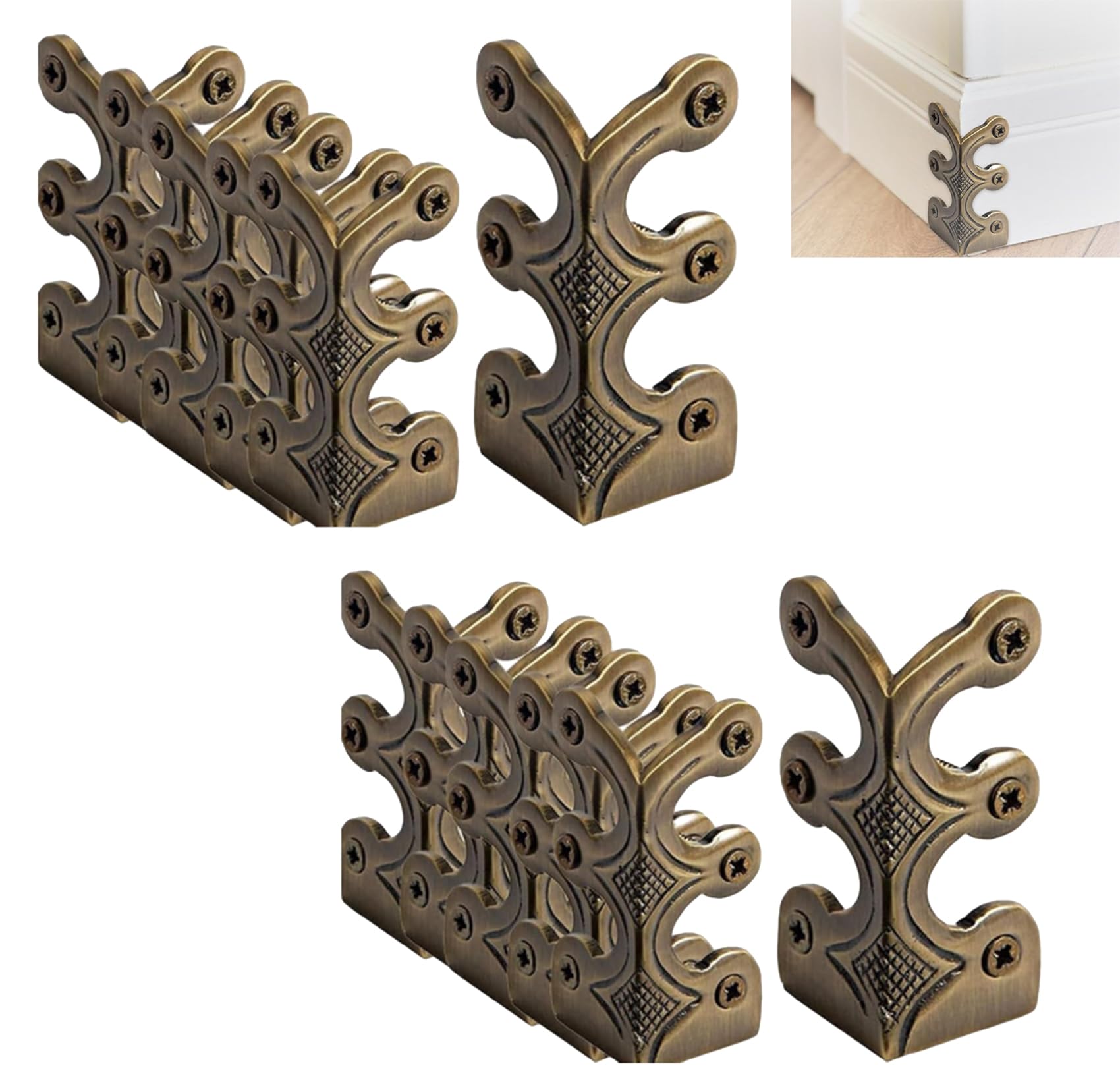 Fangatu Bronze Baseboard Corner Protectors, Solid Brass Skirting Board Corner Protectors, 2026 Upgrade Baseboard Corner Protectors (,12Pcs)