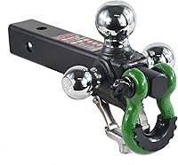 Vista 10 de TOPTOW Enganche de remolque con grillete de recuperación azul con bola de remolque triple cromada, vástago de 2 pulgadas, ajuste múltiple