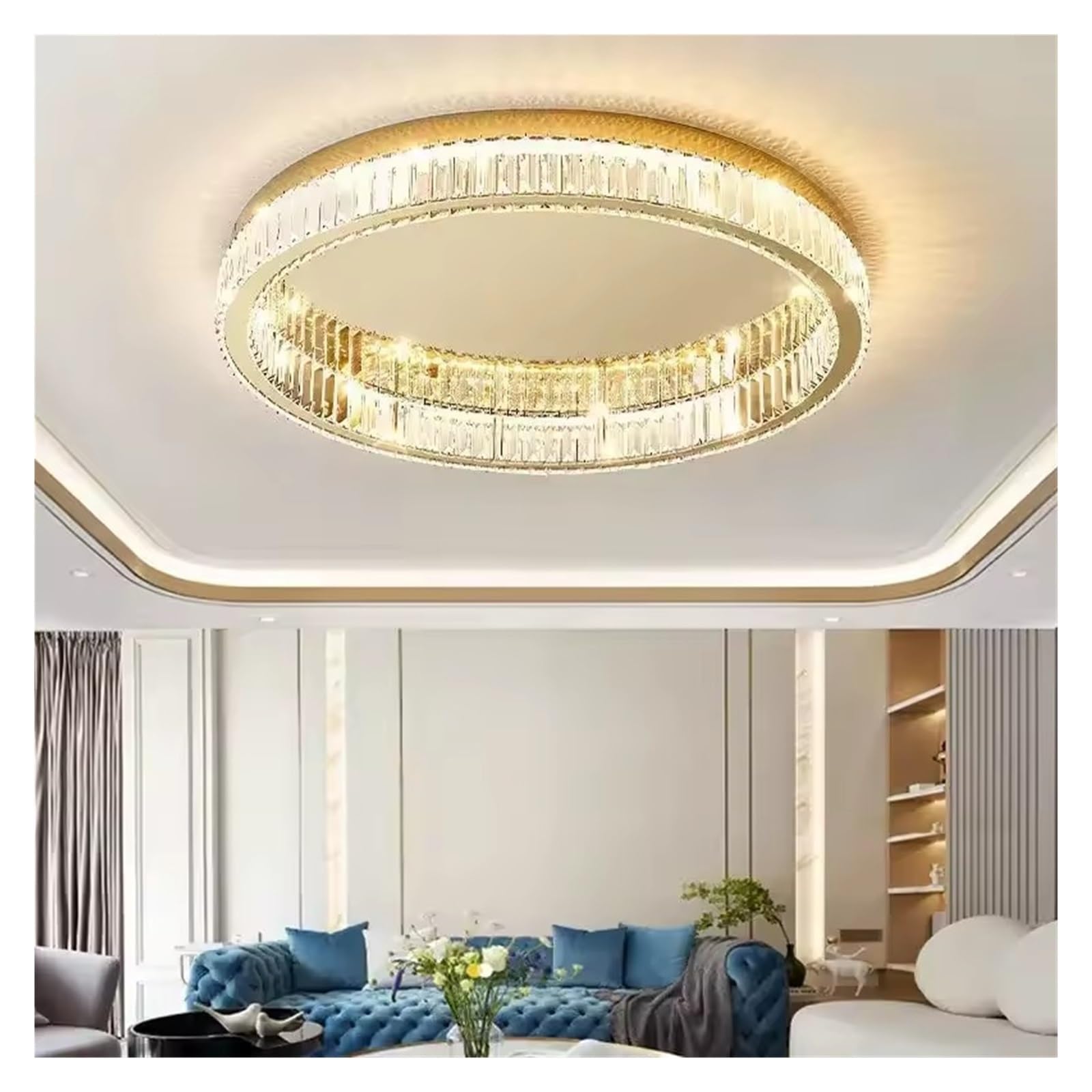 Nordic LED Crystal Circle Ceiling Lamp Chandeliers Lighting for Living Room Bedroom Home…