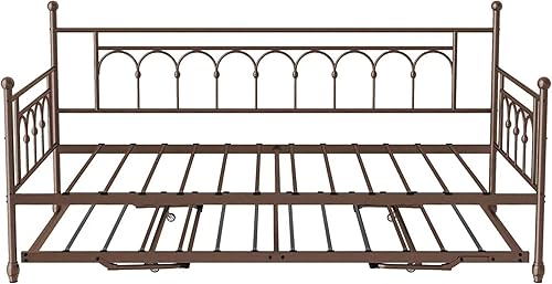 Miniatura 7 de Sofá cama individual de metal con nido, elegante cama de día con cama nido, sofá cama individual versátil y juego nido plegable para habitación de