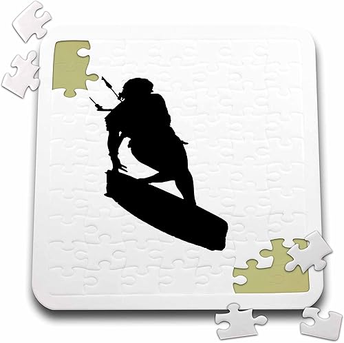 3dRose Kitesurfers Freestyle Kite Girl Black Silhouette - Puzzles (pzl-374216-2)