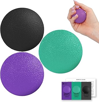 3 Pack Stress Balls for Adults, Hand Strengthening Devices Exercise Balls Physical Therapy Ball, Squeeze Balls for Hand Therapy, Hand Exerciser for Hand Finger Forearm Wrist Training and Relax
