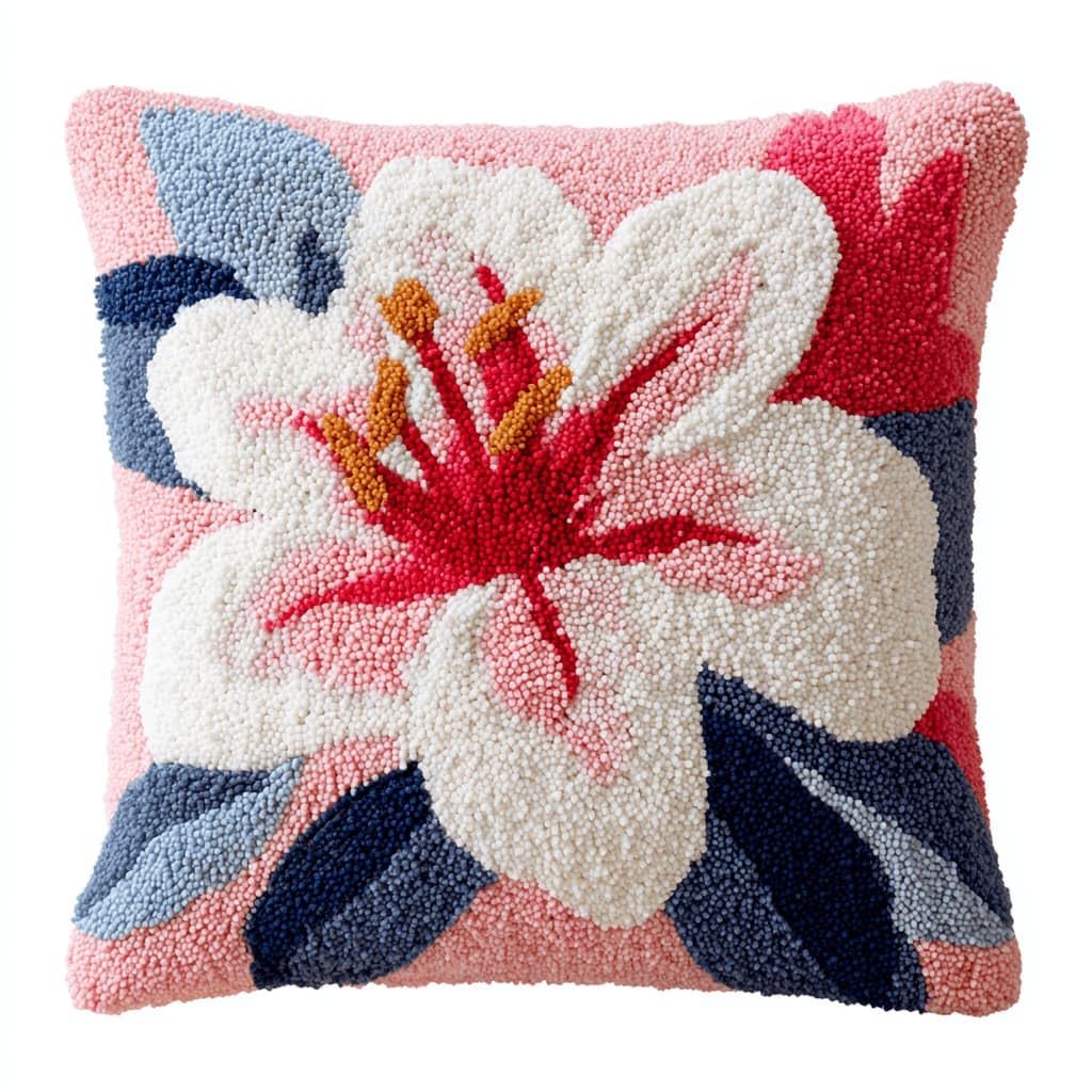Kitquiver Latch Hook Rug Kits for Adults Lily DIY Latch Hook Cushion Cross-Stitch Embroidery Cushion Cover for Home Sofa Decoration 17X17 in.