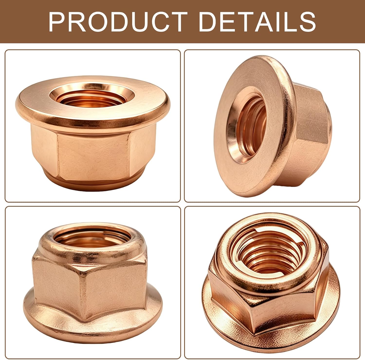 M8 Exhaust Manifold Hex Nut, Hexagonal Self-Locking Flange Nut, 10PC