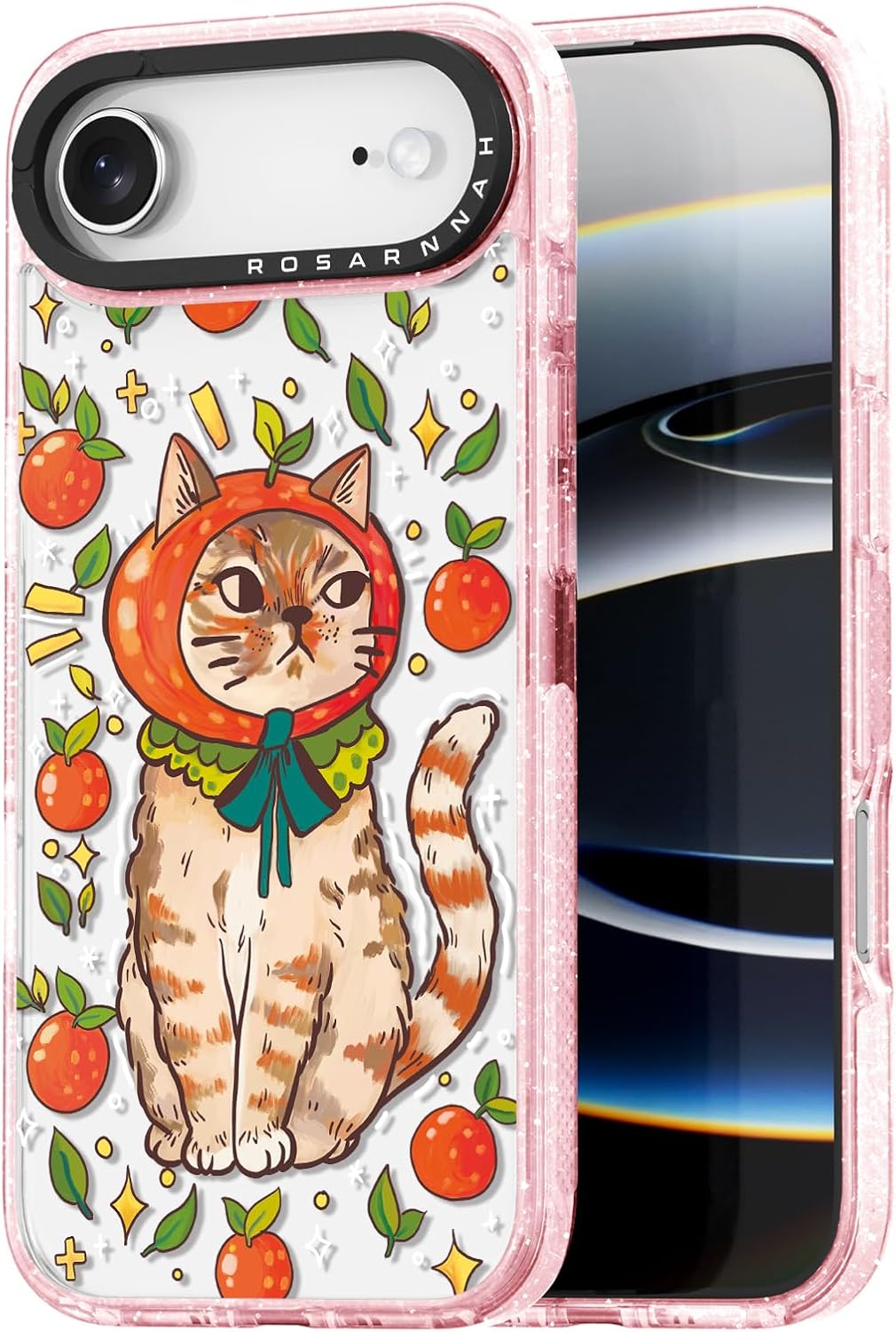 Rosarnnah for iPhone Air Case Cute - Durable Shockproof 6.6 ft Drop Impact Phone Case - Funny Kitty Cat Design (6.5") Glitter Pink
