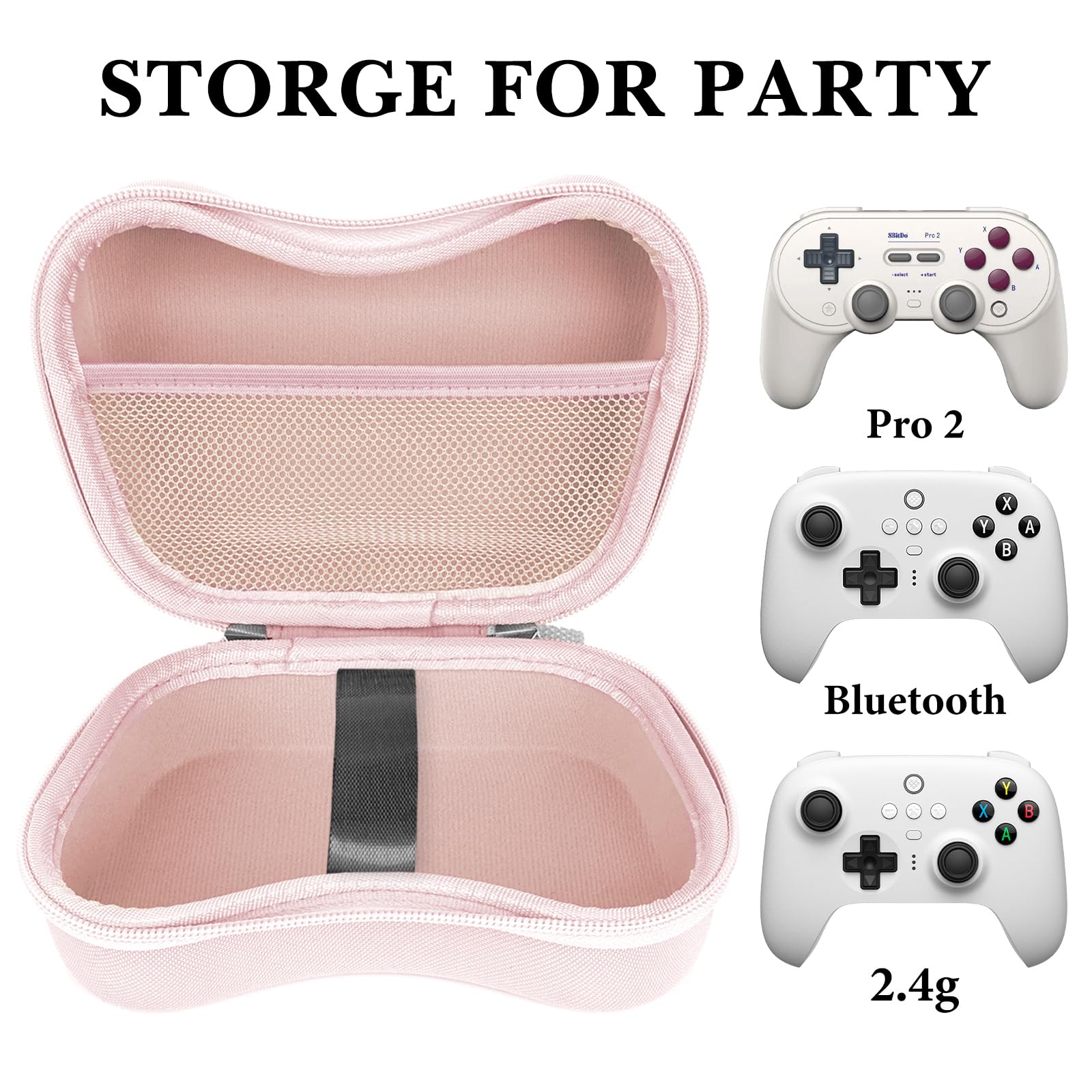 Linkidea Custodia rigida per controller da viaggio, compatibile con 8BitDo Pro 2/Ultimate Bluetooth/2.4G Dual Sense Wireless Controller Accessori da gioco, custodia protettiva per giochi (rosa), rosa