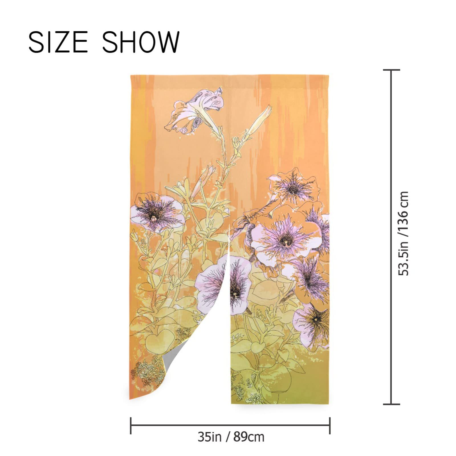 Amazon.co.jp: のれん 絵画 朝顔 オレンジ 花柄 あさがお ILIUEND 暖簾