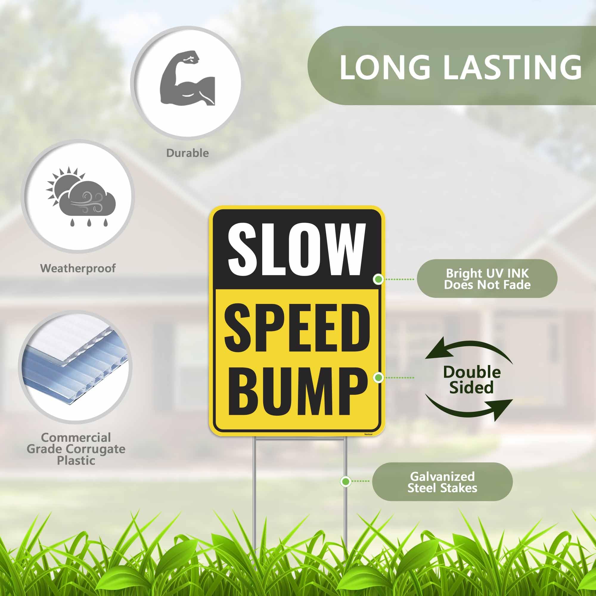 Amazon.com : 2PC Speed Bump Sign with Stakes, 17 Inches by 13