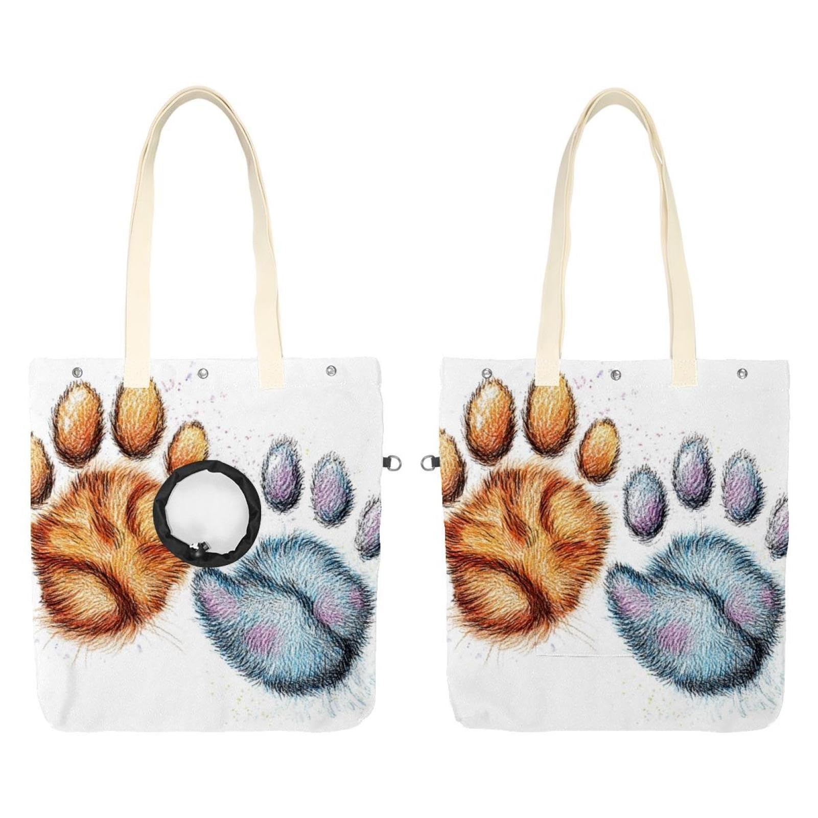 Sac de transport en toile imprimé pattes pour chat et chiot portable