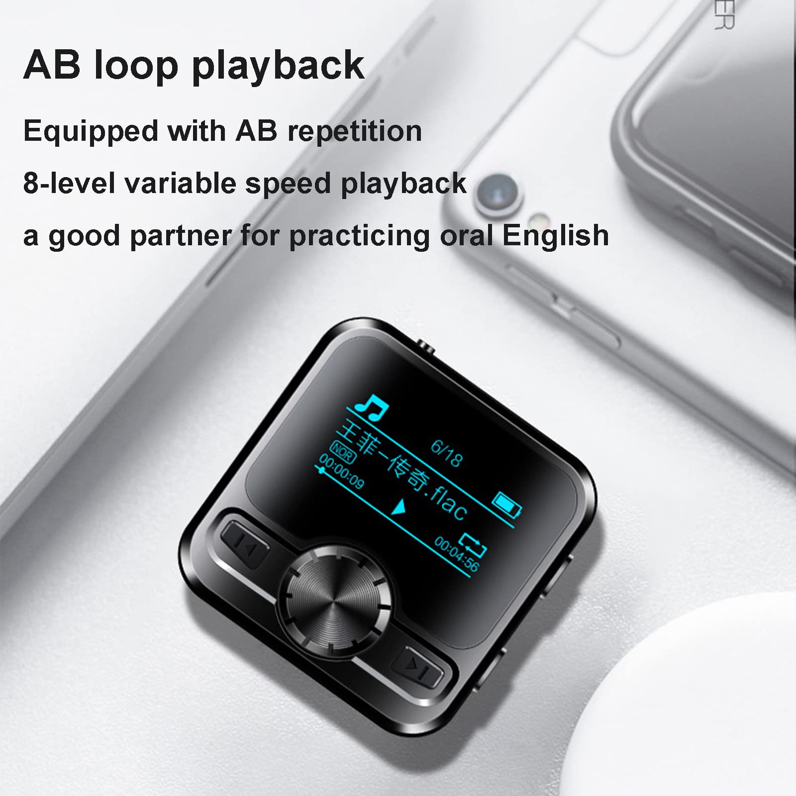 Bluetooth Sport HIFI Odtwarzacz MP3 Dyktafon IPX6 Zero hałasu z e-bookiem Wzmacniacz radiowy FM 1.1 cala Wyświetlacz,4GB