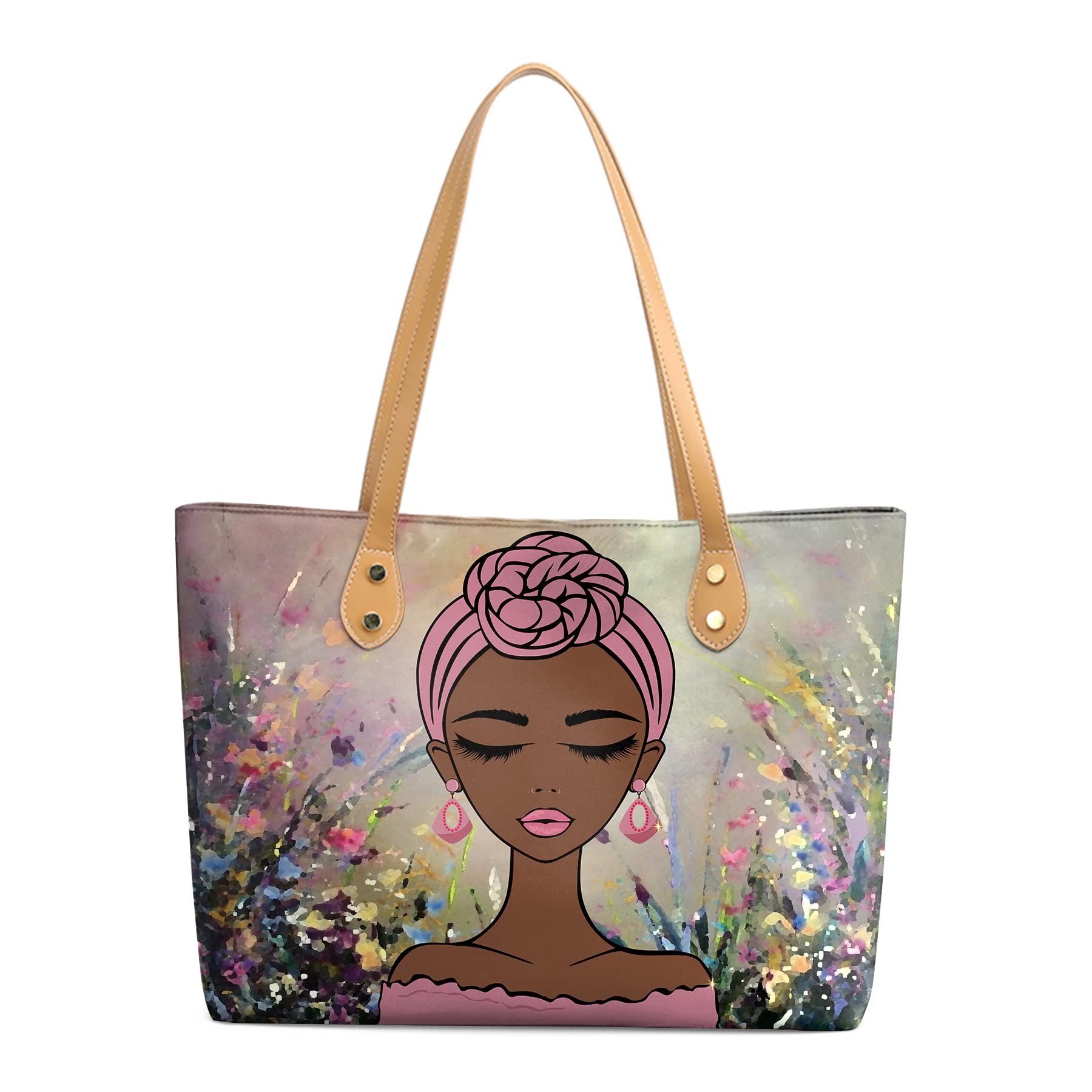 FZNHQL Tote Bags African American Handbags For Black Women Fashion Shoulder Bags Beach Work Travel Gift Bag