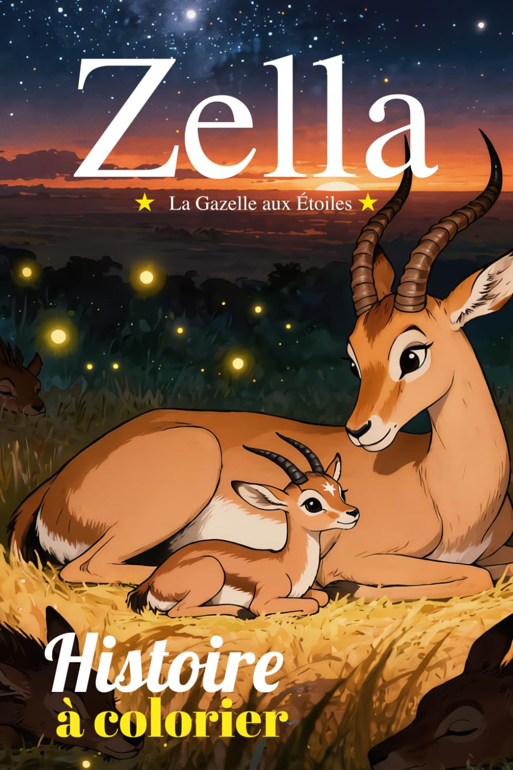Zella, la gazelle aux étoiles: Livre de coloriage pour enfant de 4 à 8 ans