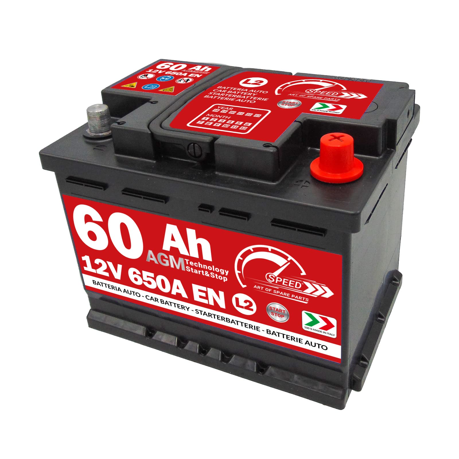 Batteria Auto Speed L2 60Ah AGM 650A 12v START&STOP