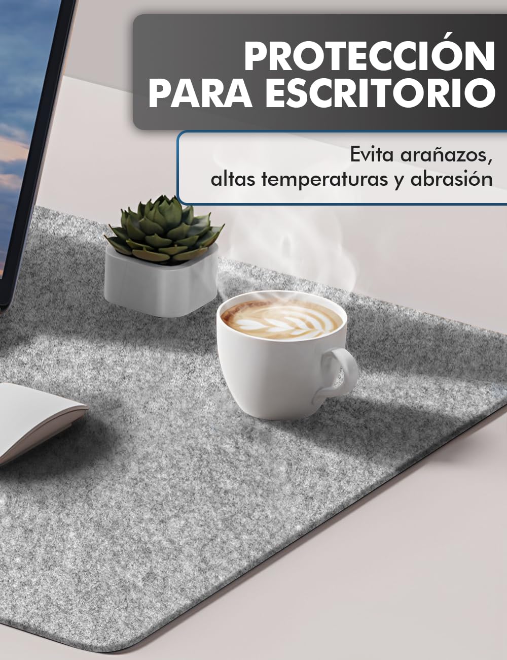 shinfly Alfombrilla de Escritorio de Fieltro,Alfombrilla ratón Grandes 80 x 40 cm,Mouse Pad Desk Mat XXL Antideslizante, Protector Escritorio Silencio para Oficina, Alfombrilla Teclado y Raton