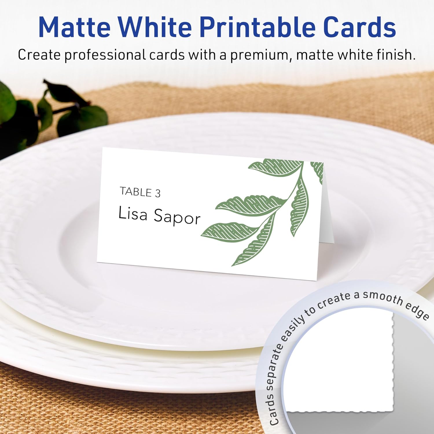 Avery Printable Rectangle Tent Cards with Sure Feed Technology, 2-1/6" x 4", Matte White Cardstock, Print-to-the-Edge, Laser/Inkjet, 100 Total, Great for Table Talkers, Promotional Signs, and More