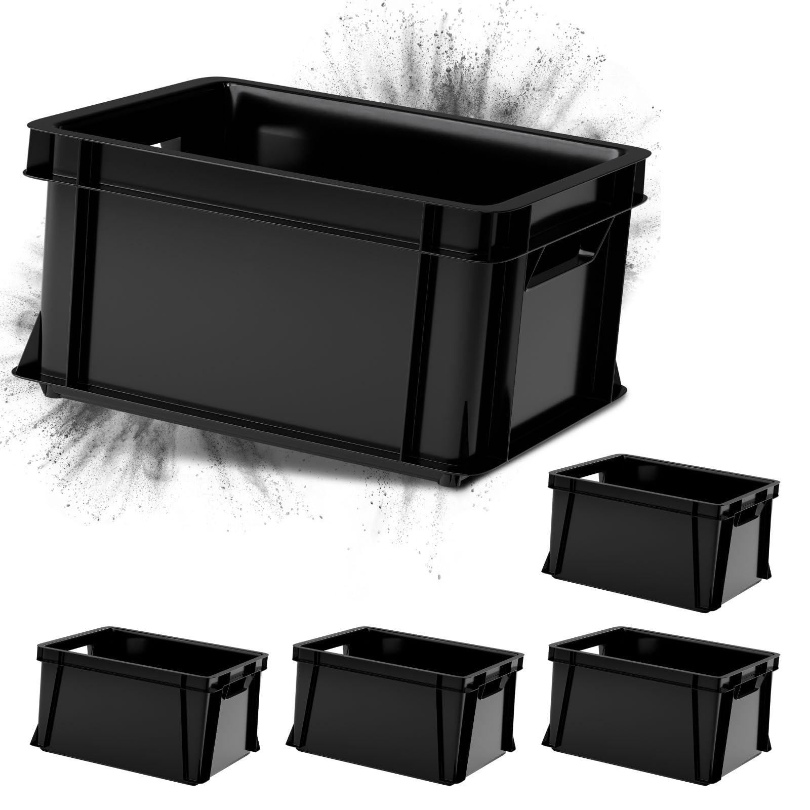 ARTECSIS® 5 x Kunststoffkiste 11L (stapelbar) anthrazit - Transport & Lagerbox (35x24x18cm) - Aufbewahrungsbox & Lagerkiste aus stabilem Kunststoff - Ordnungsbox & Transportkiste Garten & Werkstatt