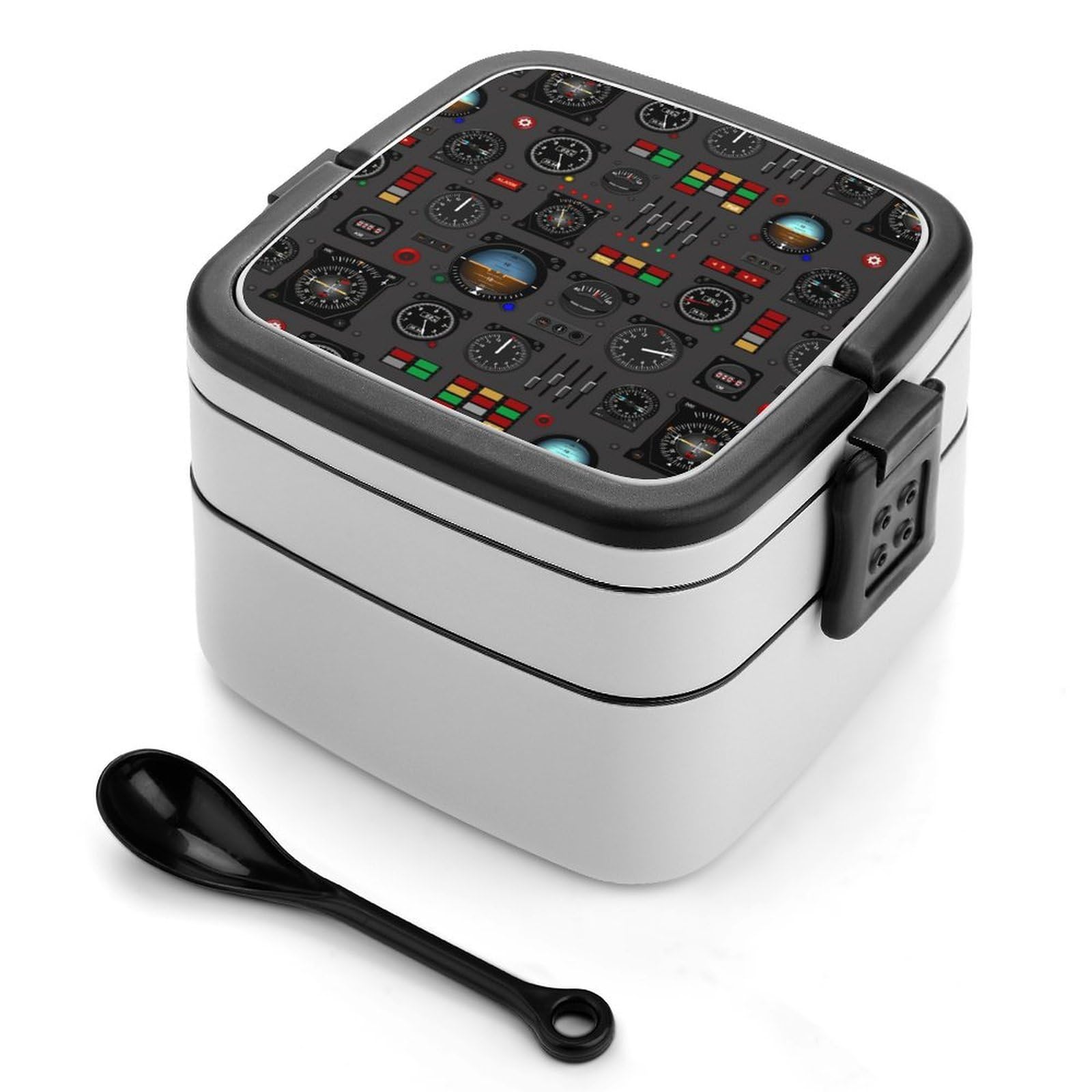 CGSBNGHA Airplane Instrument Panel Bento Lunch Box 2 Layer Lunchbox Food Container for Adults Office