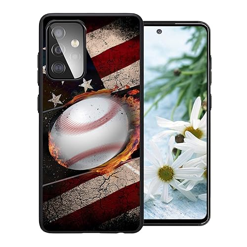 American Flag Baseball Batter Phone Rubber Case for Samsung Galaxy A53 5GA03SA02SA10EA12A13A32A33A42A51A52A71 (4)