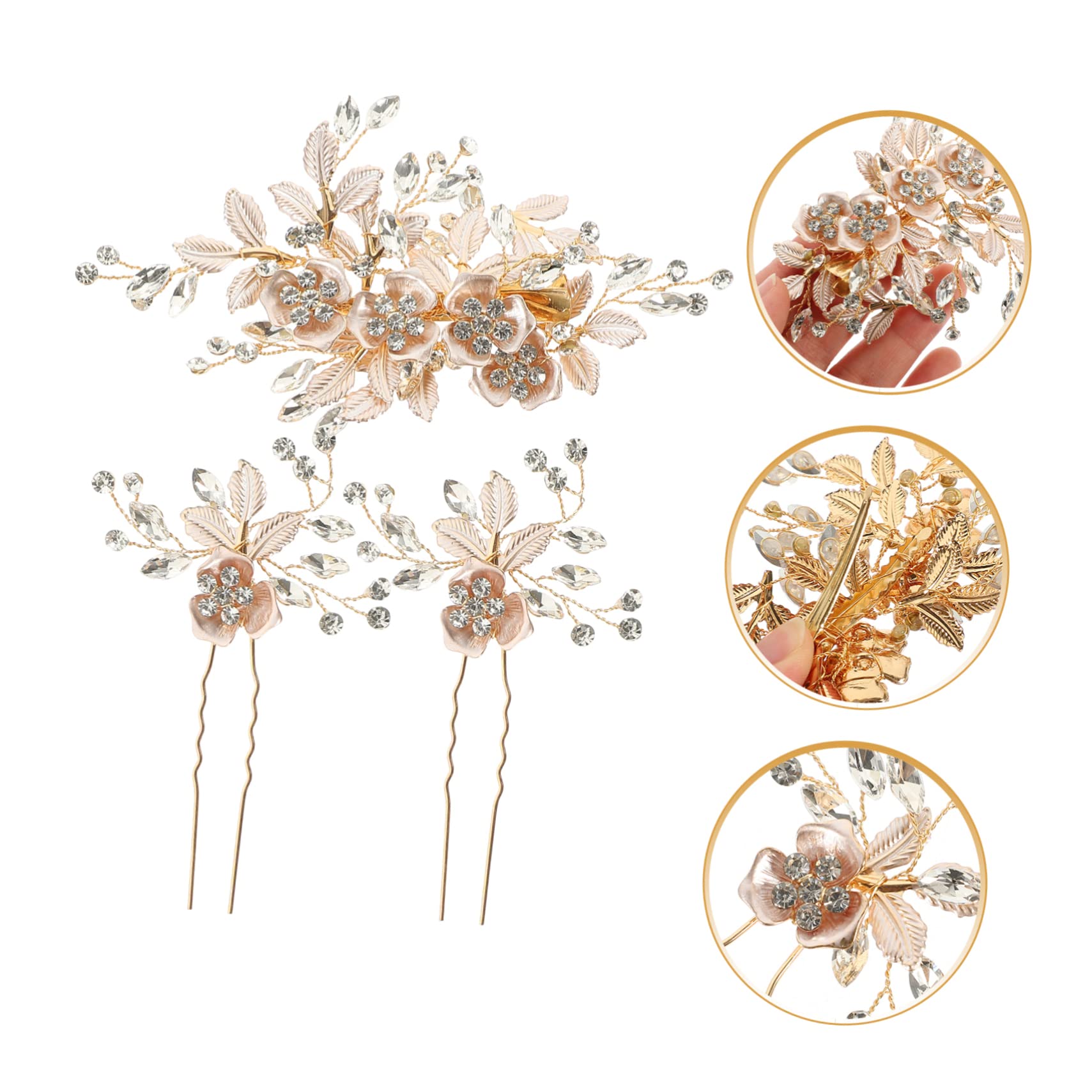 minkissy 3sets Accessori Per Sposa Fermagli Per Con Fiori e Perle Eleganti Gioielli Per Matrimonio Perfetti Per Cerimonie e Occasioni Speciali