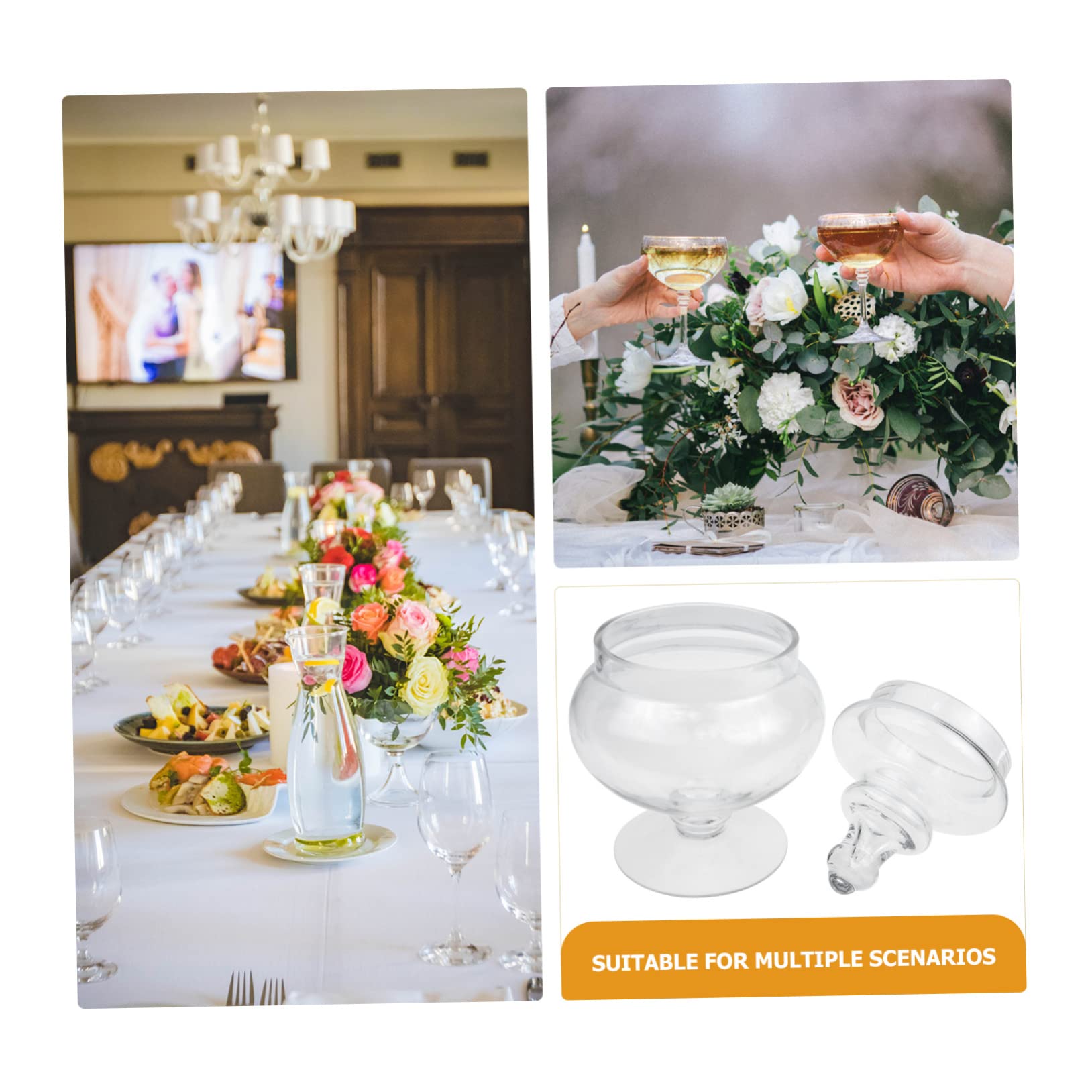 Amosfun Tarro de Vidrio con Cierre Hermético con Tapa para Dulces y Frutos Secos y Diseño Elegante, Adecuado para Tiendas y Restaurantes
