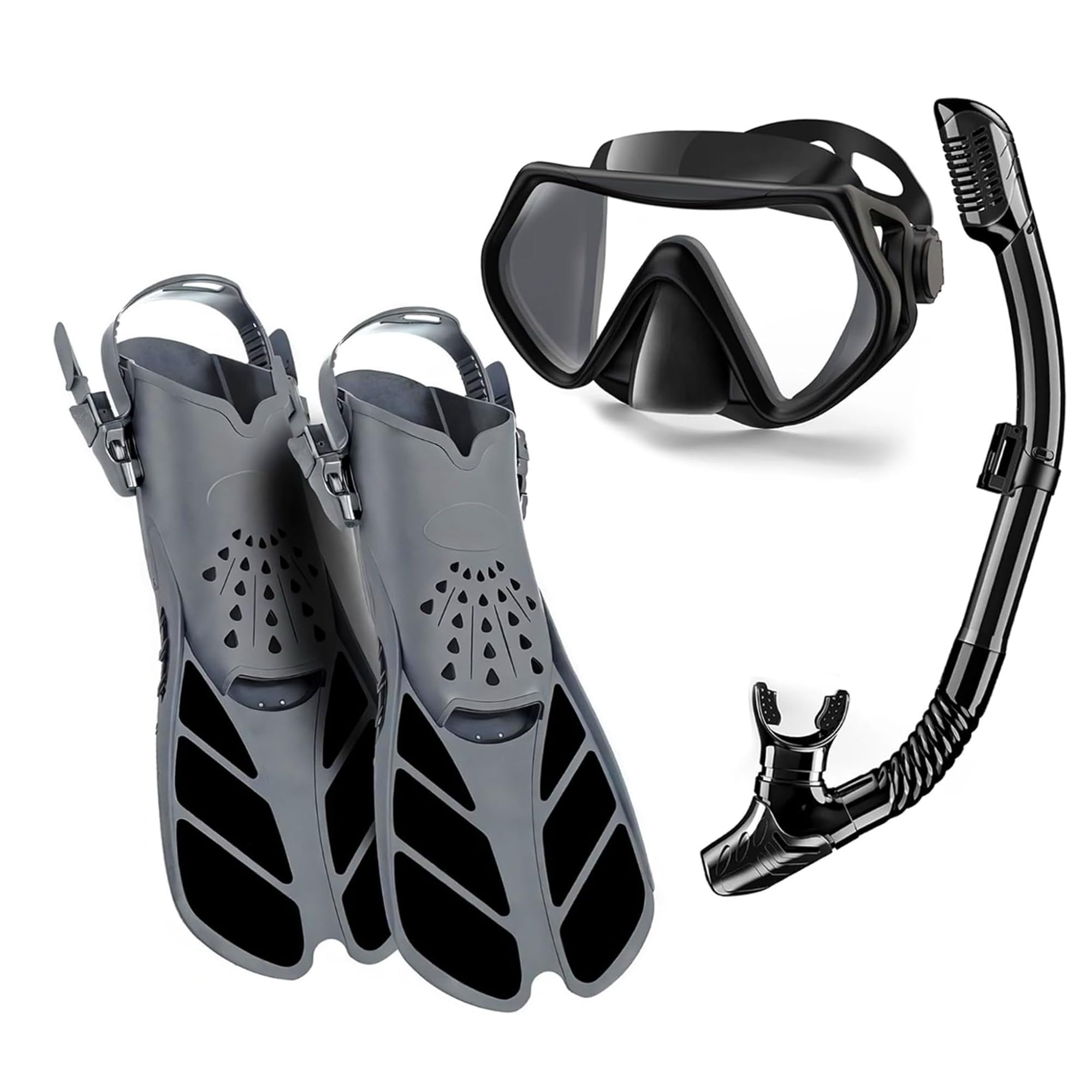 Adult Snorkel Set with Anti-Fog Mask & Dry Top Snorkel – Leak-Free Diving Gear with Adjustable Fins and Travel Bag