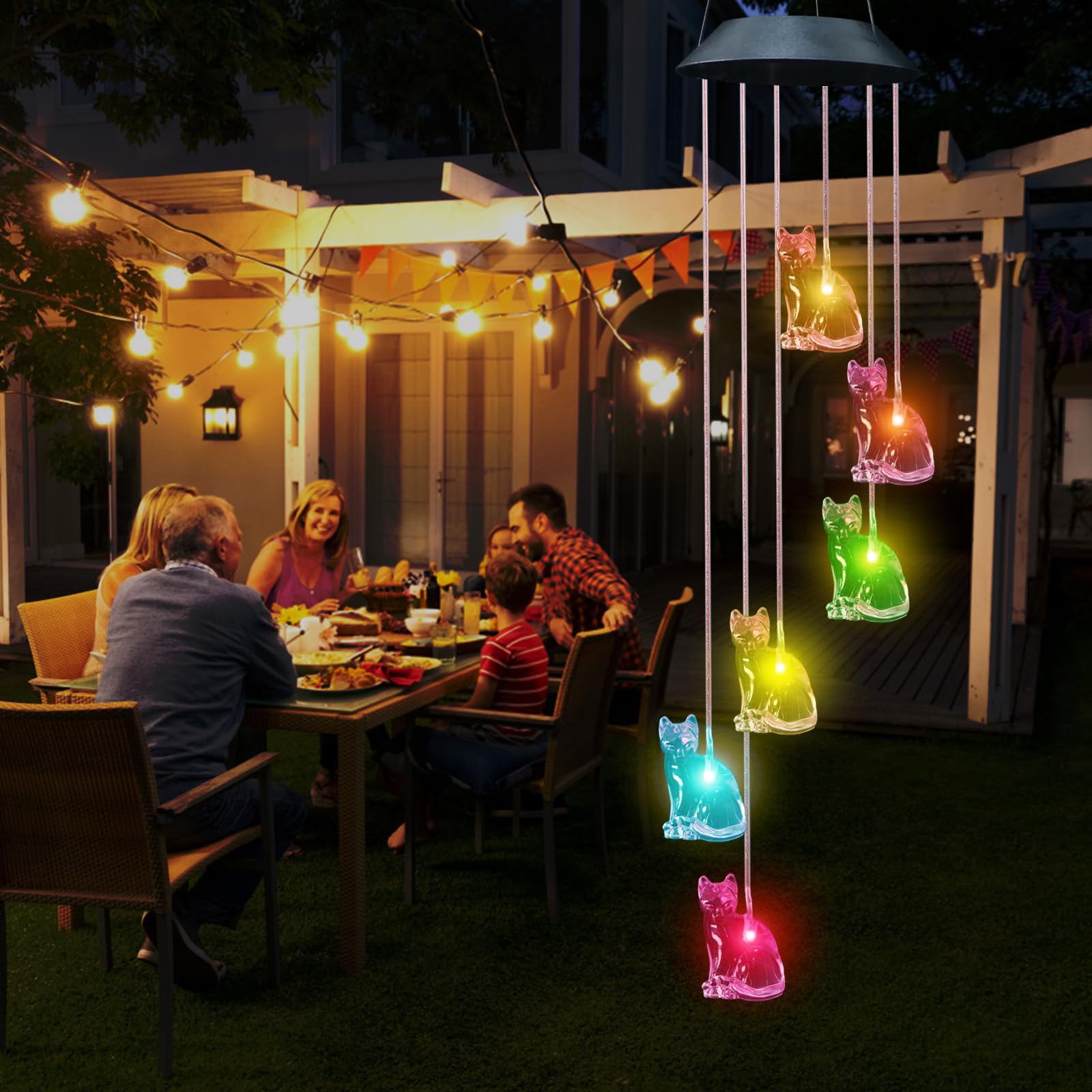 Solar-Windspiel für Garten, Muttertag, Geburtstag, Geschenke für Frauen, Mutter, Oma, Farbwechsel, dekorative Lichter, wasserdicht, mobiles Windspiel zum Aufhängen, für Außenbereich, Terrasse