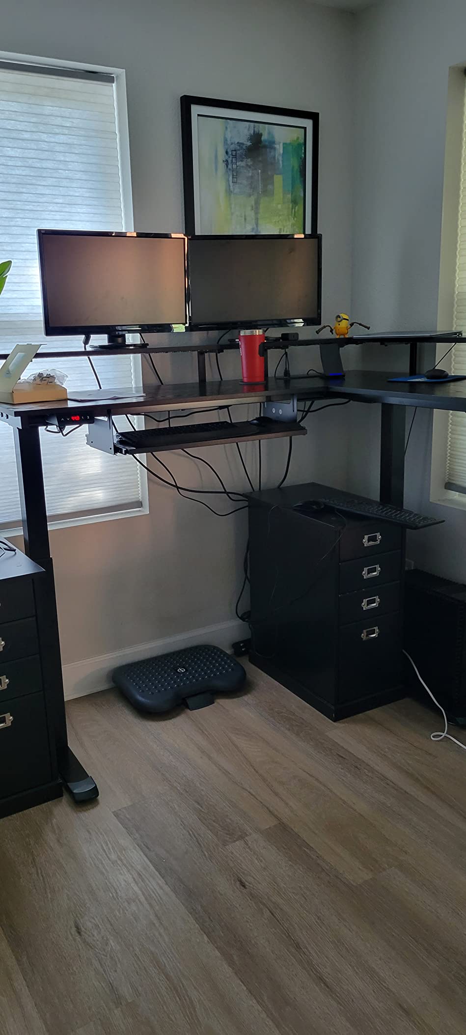 33/mo Finance Rolanstar Standing Desk, Dual Motor L Shaped Height Adjustable Desk with LED