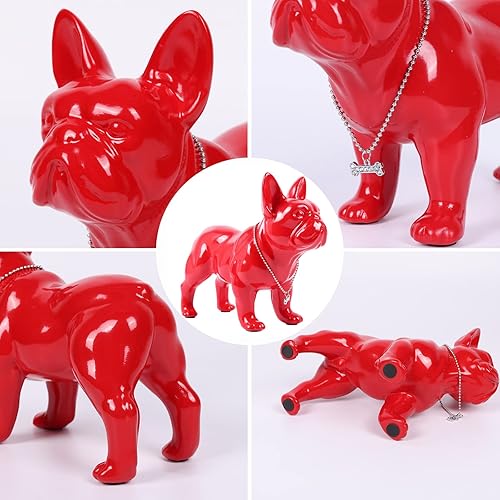 Miniatura 4 de Estatua de bulldog francés de pie de 9 a 12 pulgadas, escultura de animal de perro con collar de plata, collar de plata, mesa de café, cocina,