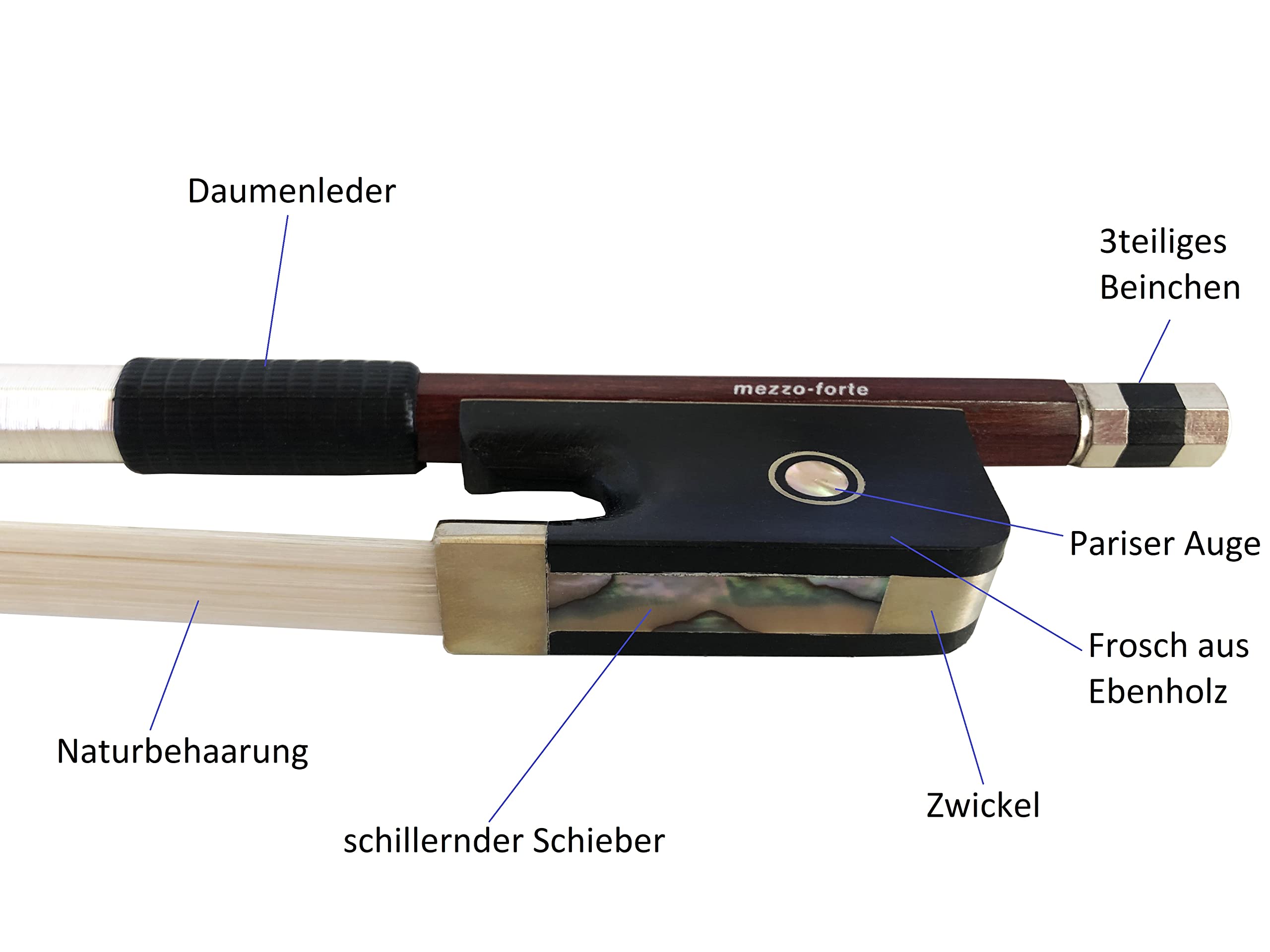Cellobogen Bogen Cello Violoncello Brasilholz 3/4 – Schülerbogen, stabil, sauber verarbeitet