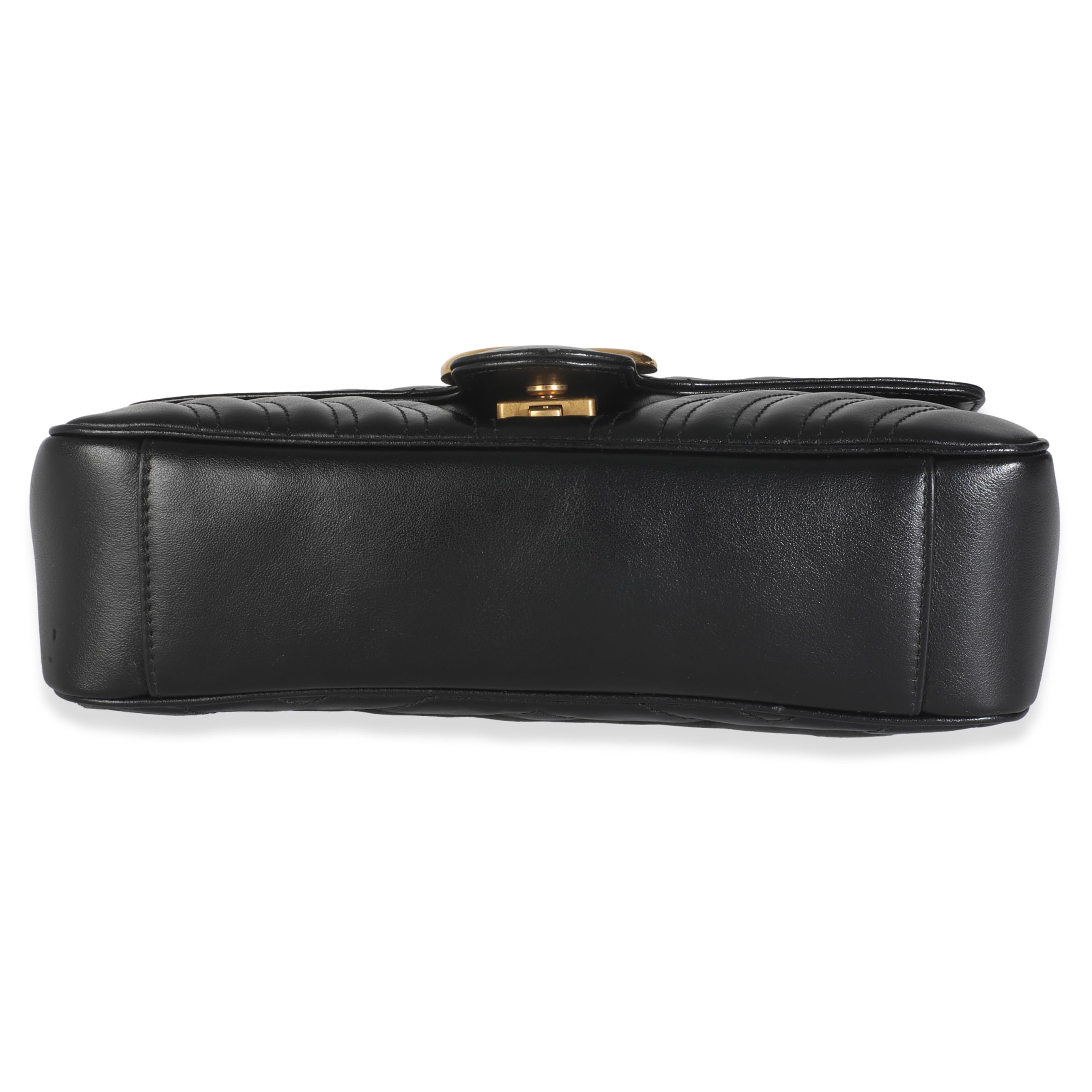 Gucci, Pre-Loved Gucci Black Matelasse Calfskin Small GG Marmont Shoulder Bag, Black