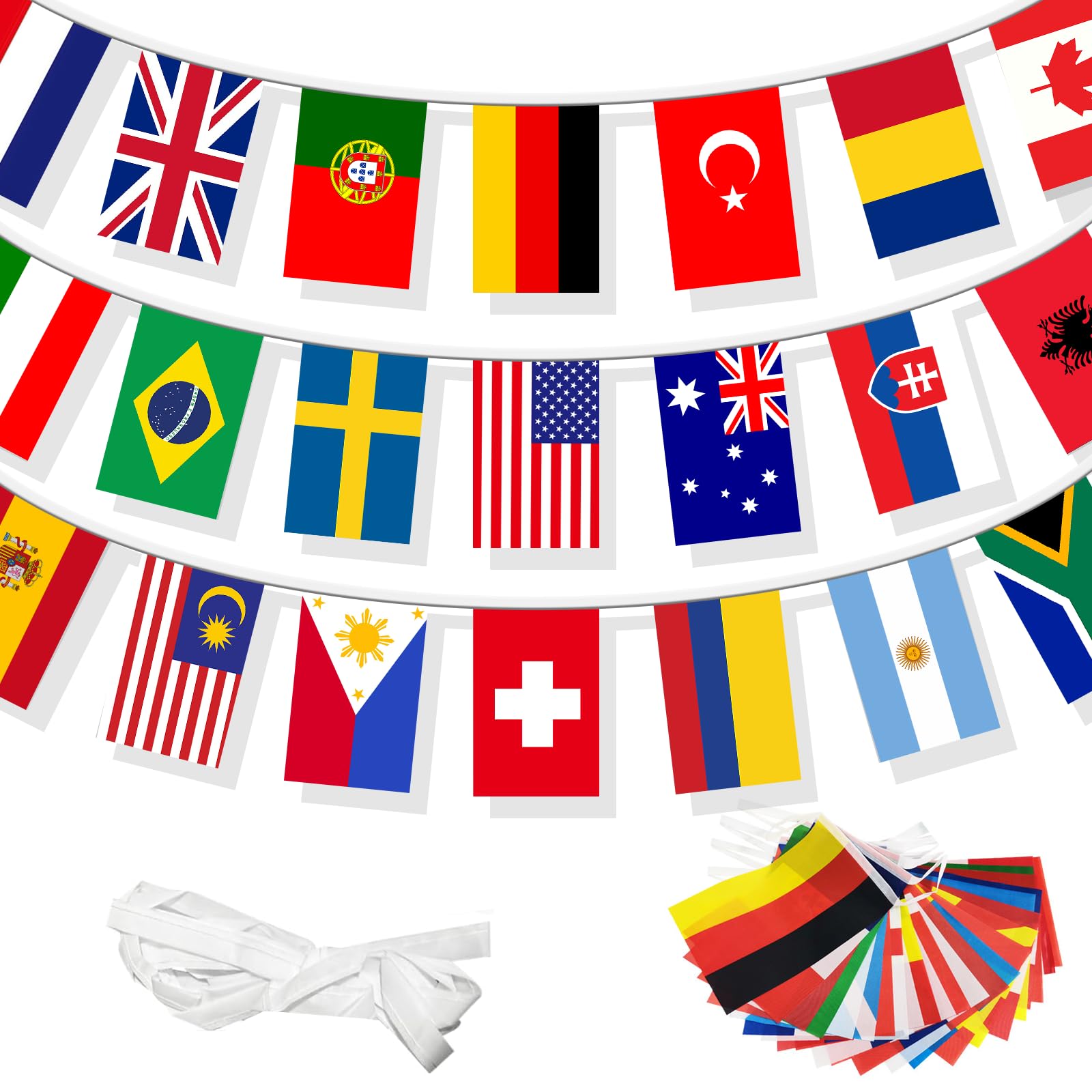 Guirlande de 32 drapeaux de pays Coupe du monde 2026, tissu, décoration Euro Football Eurovision 2026 Bar Party
