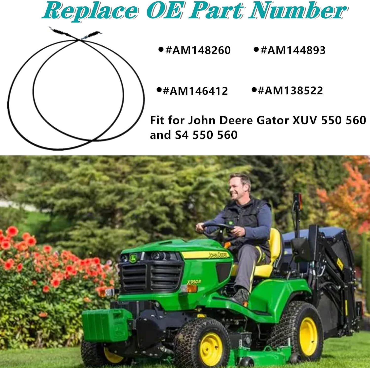 Gear Shift Cable AM148260,Fit for John Deere Gator XUV 550 560 and S4 550 560 Replace AM146412, AM144893, AM138522
