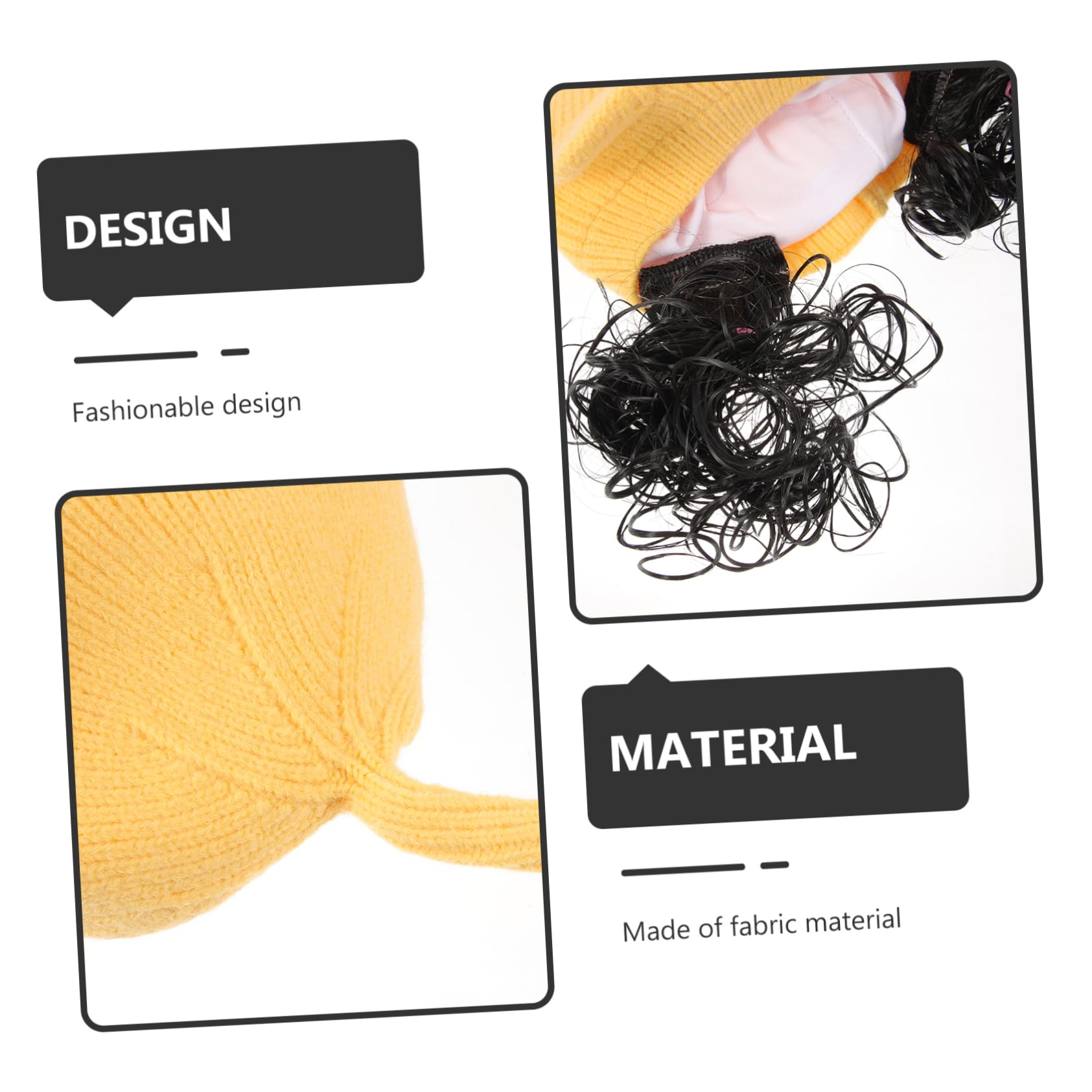 Holibanna Wig Hat for Cute Knitting Wig Hat with Cat Ears for Photos Parties and Daily Wear Soft Breathable Stylish Adorable Design Yellow