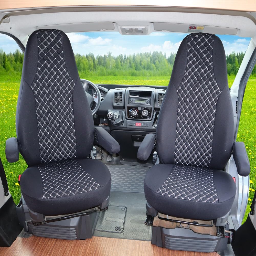 BREMER SITZBEZÜGE Wohnmobil Schonbezüge für ISRI Sitze in Schwarz/Weiß (WMI708)