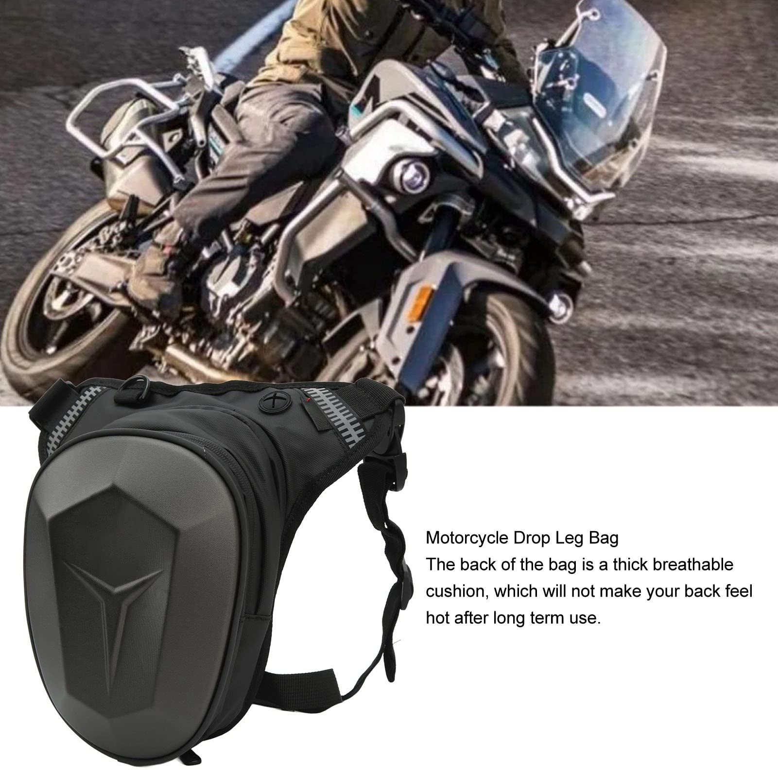 Sac de jambe réglable pour moto, sac de cuisse multifonction avec bande réfléchissante, sac banane étanche pour randonnée, voyage, pêche (gris)