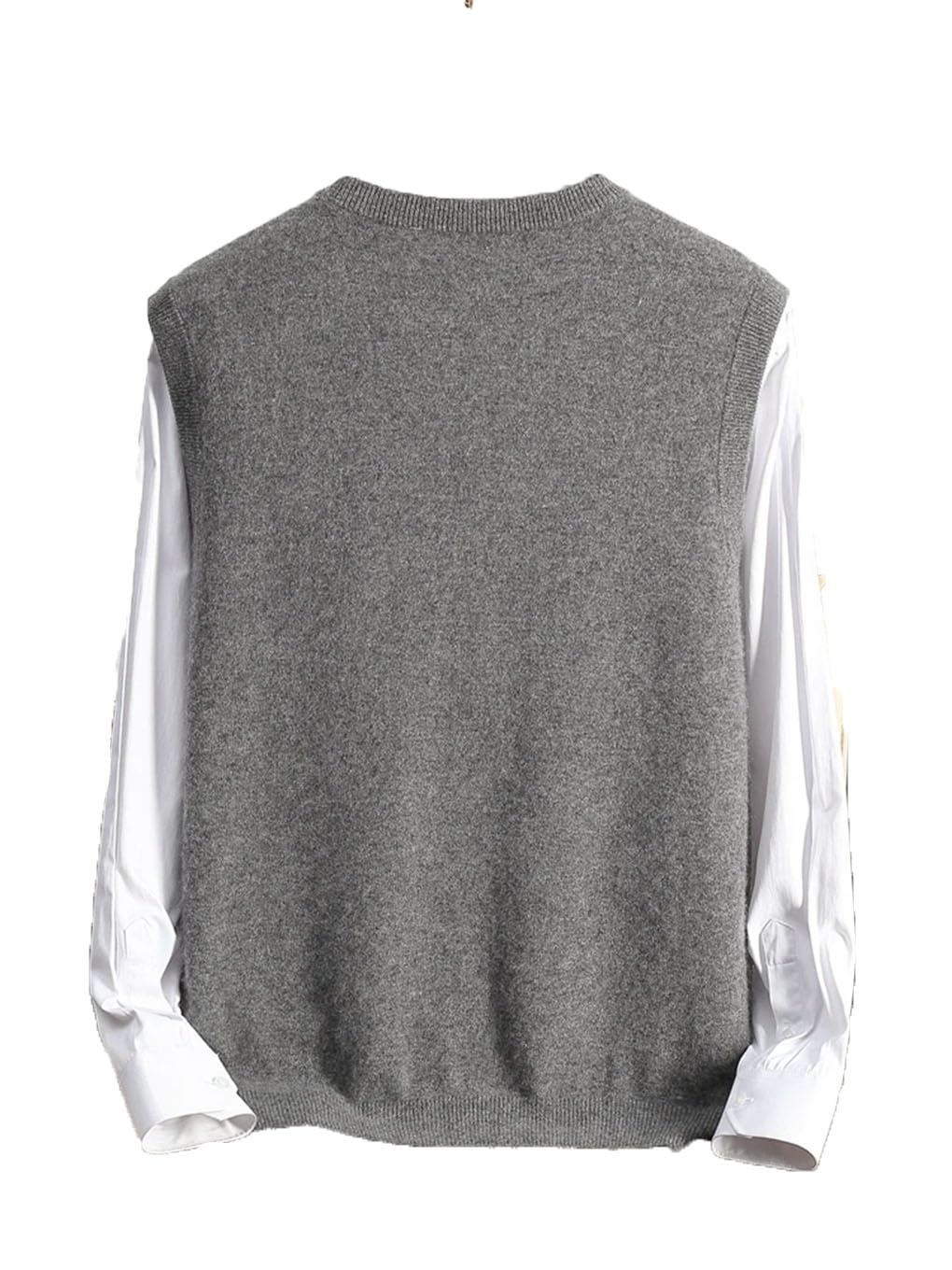 Chaleco de cachemira para hombre, cuello en V, suéter sin mangas, con bolsillos, chaleco casual