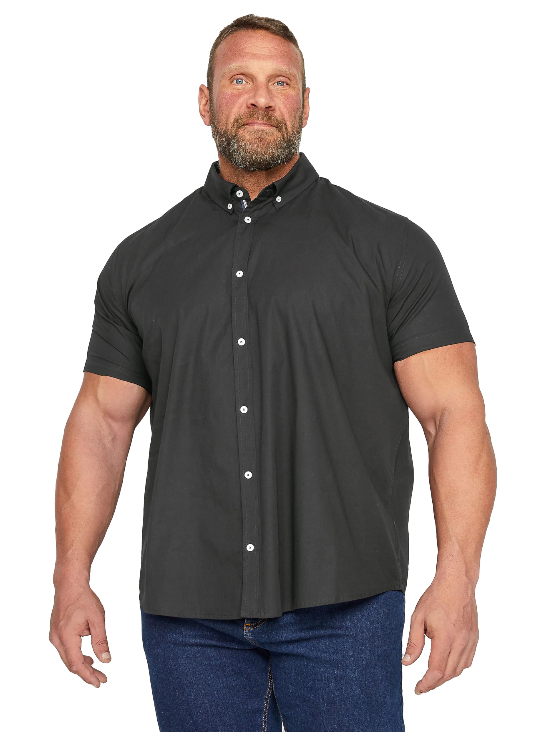 BadRhino Poplin Short Sleeve Shirt - Black Cotton - XXXL