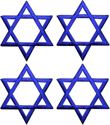 Star of David - Parche termoadhesivos para planchar, insignia judía azul de Hanukkah de 2 pulgadas (paquete de 4) para sombreros, camisas, zapatos,