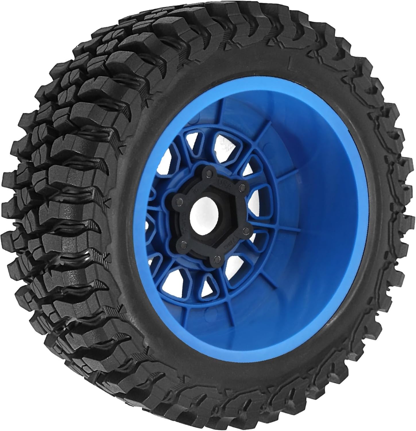 1/7 1/8 1/10 RC Short Course Truck Tires OD 4.96" and Wheels 12mm 14mm 17mm Hex for 1:10 1:8 1:7 Scale Off Road Truck Car ARRMA Mojave 4S 6S TRAXXAS Slash 2WD FS FSR Axial Losi Rc4wd (Blue)